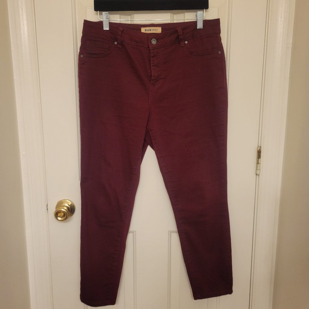 Blue Spice Maroon Stretch Ankle Pants - Size 13